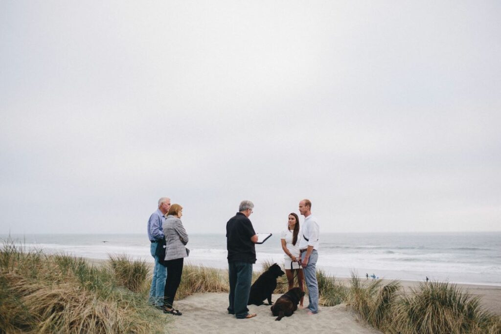 A photo of a couple's Elopement on Ocean Beach in San Francisco CA